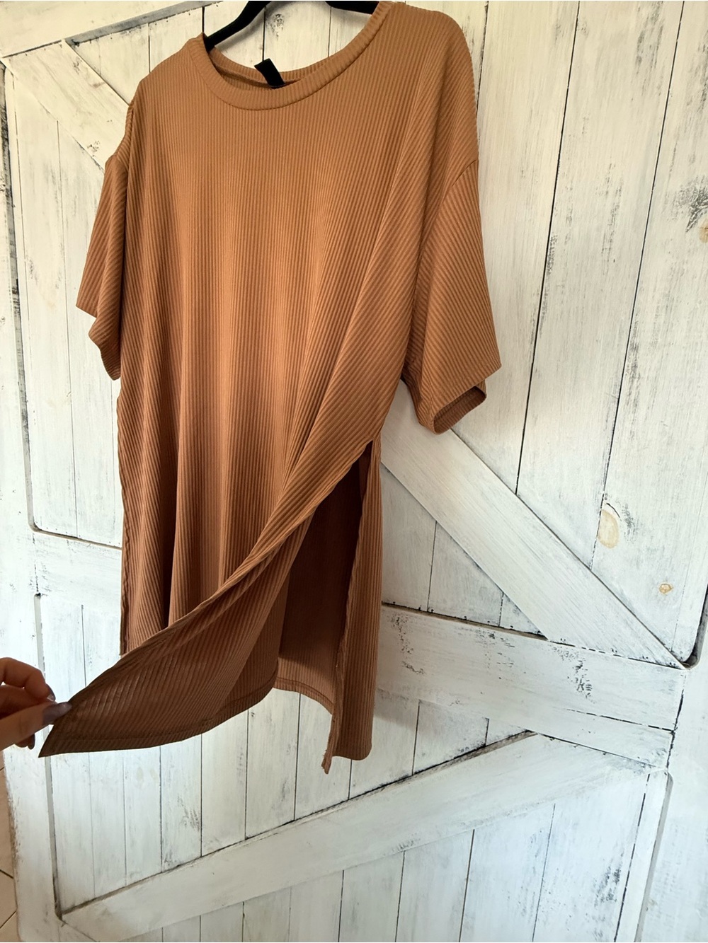 Relaxed Ribbed Tee - Camel - Picture 2 of 3